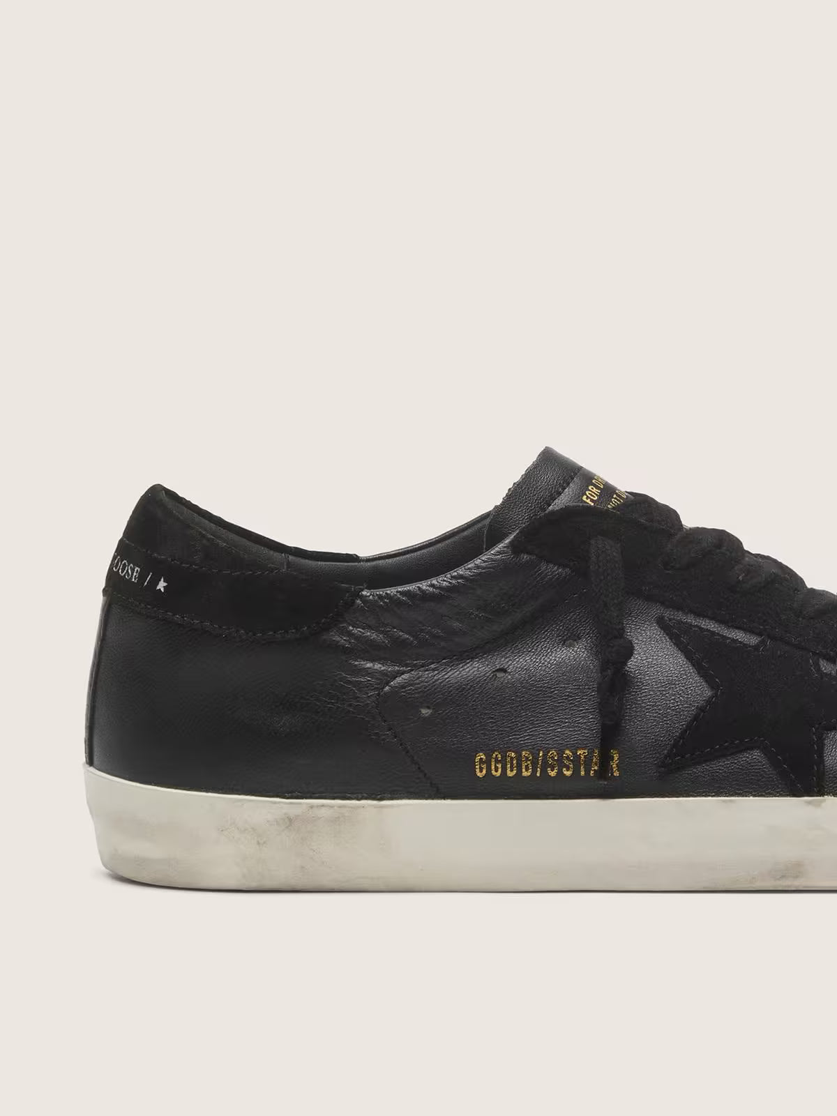 Super-Star Uomo in nappa nera con stella e talloncino in suede nero