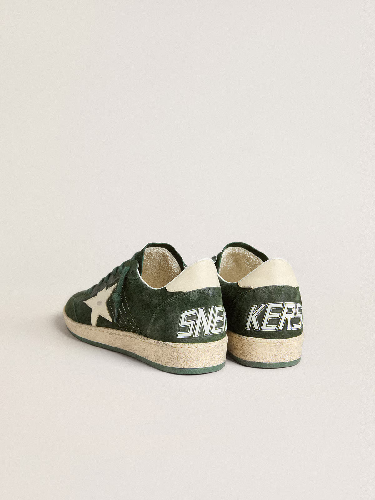 Ball Star Uomo in suede verde con stella e talloncino in pelle bianca
