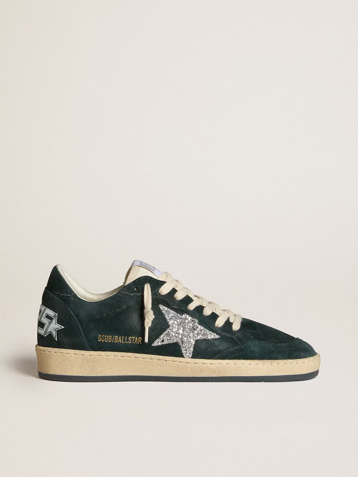 Ball Star Donna in suede verde con stella in glitter argento