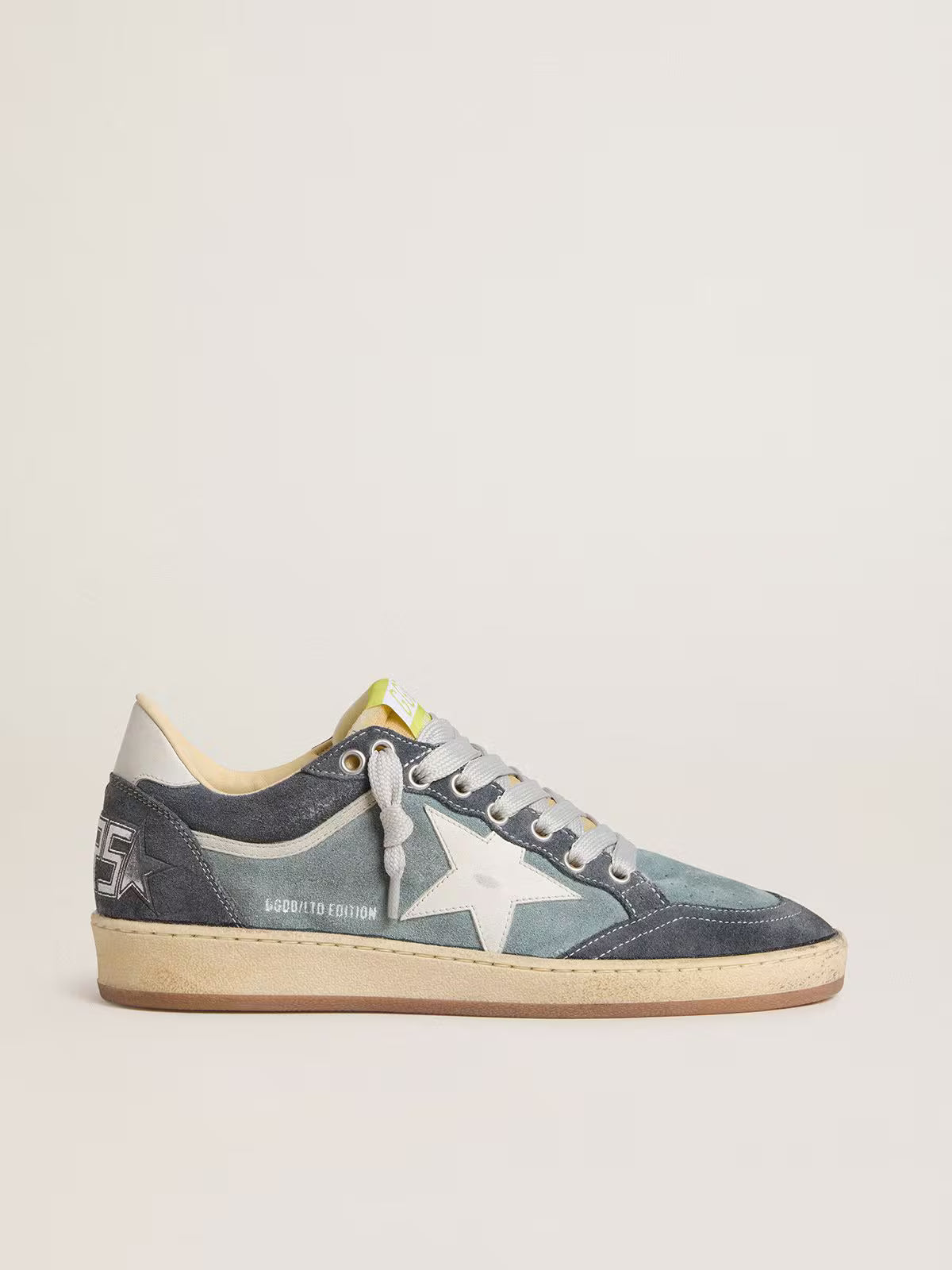 Ball Star Donna LTD in suede azzurro con stella e talloncino in pelle bianco latte