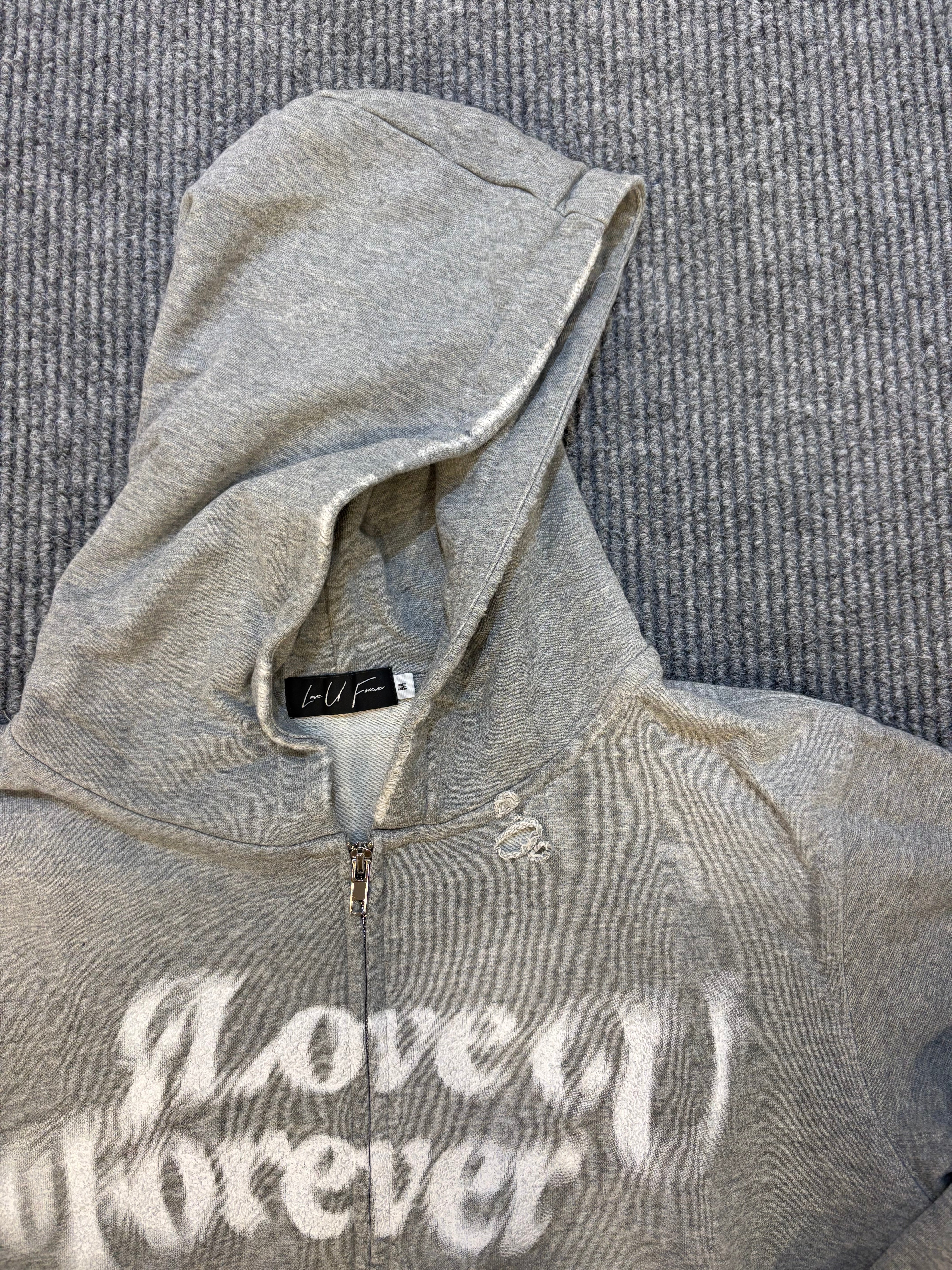 Love U Forever Zip Hoodie Grey M