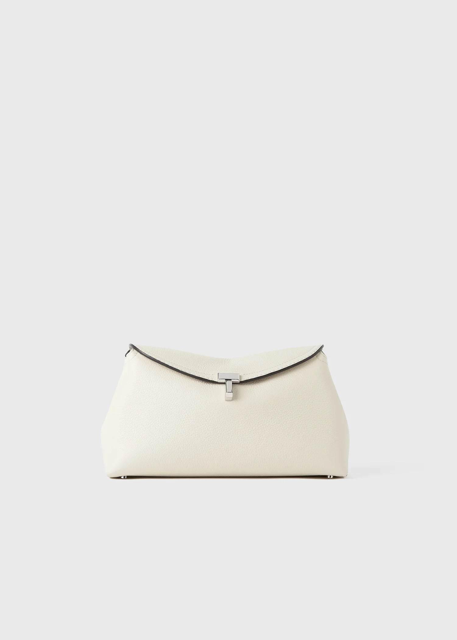 Toteme T-Lock grained-leather clutch milk