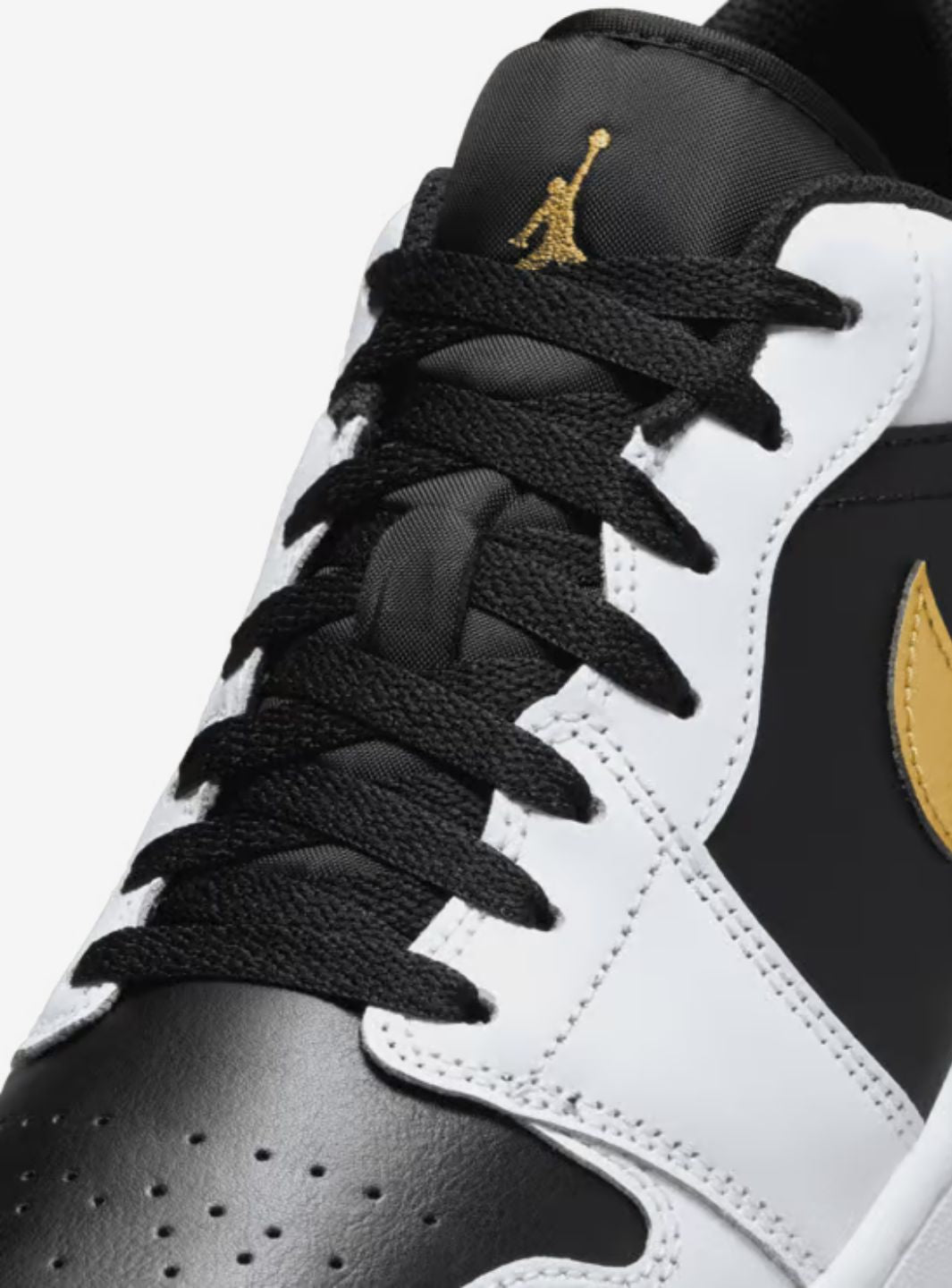 Air Jordan 1 Low White Black Metallic Gold Swoosh