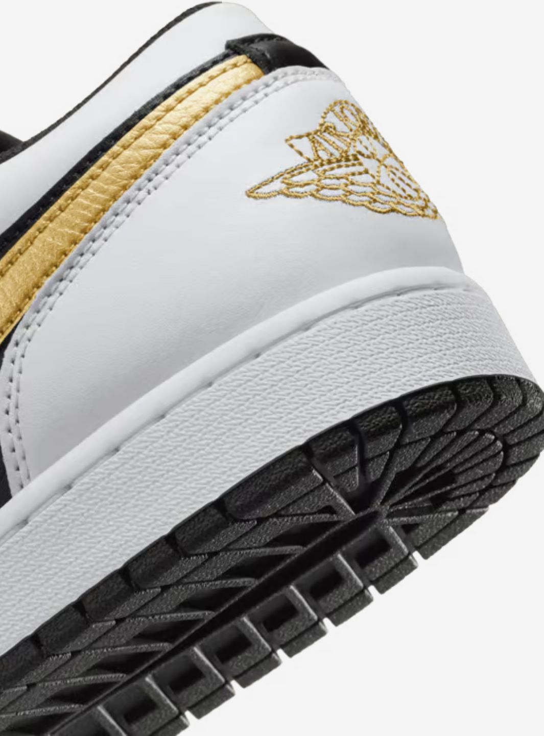 Air Jordan 1 Low White Black Metallic Gold Swoosh