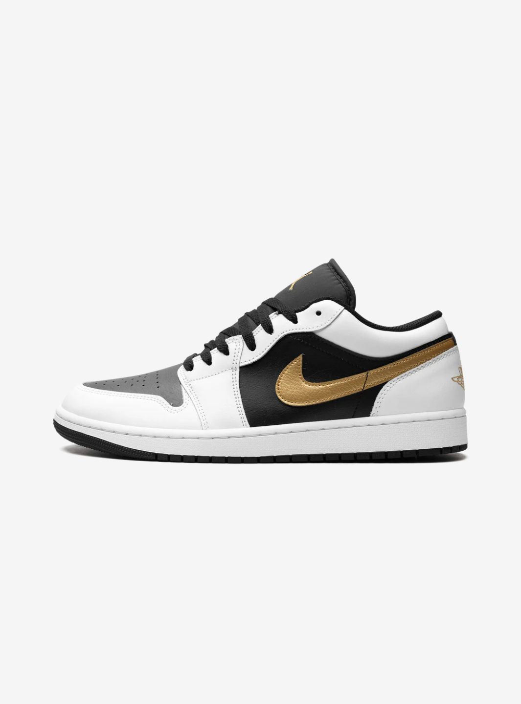 Air Jordan 1 Low White Black Metallic Gold Swoosh