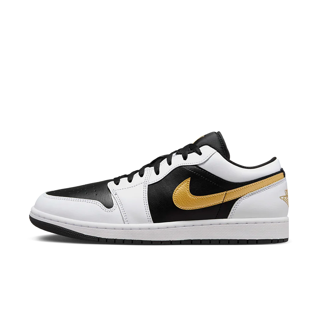 Air Jordan 1 Low White Black Metallic Gold Swoosh