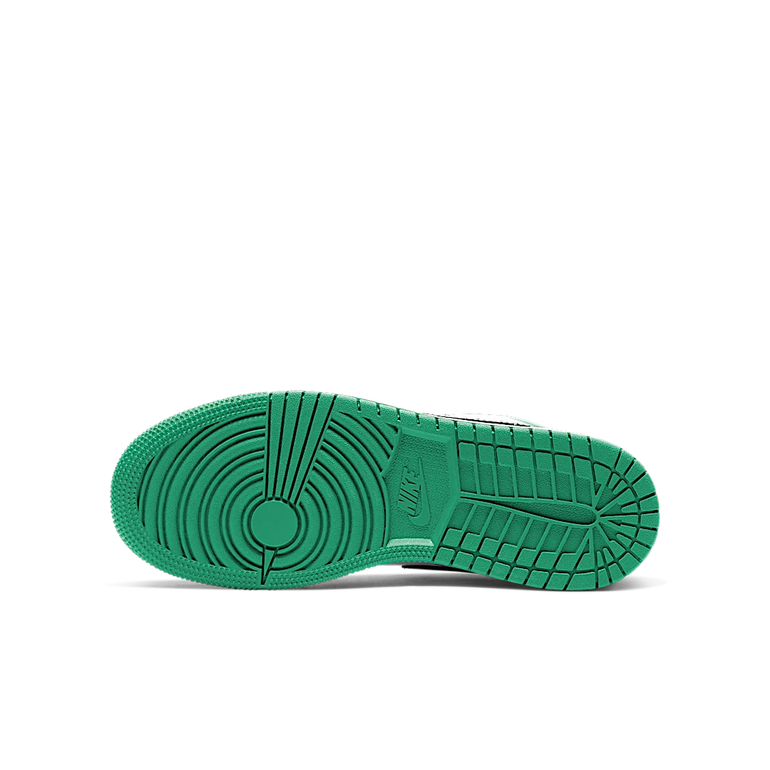 Air Jordan 1 Low White Lucky Green Tumbled Leather