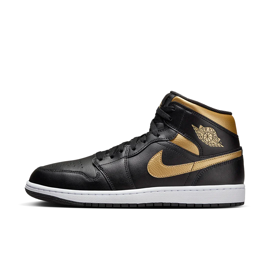 Air Jordan 1 Mid Black Metallic Gold