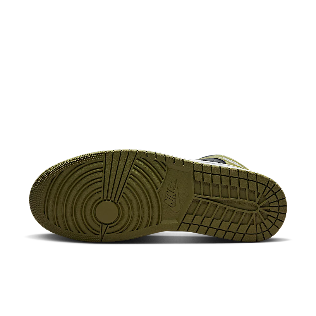 Air Jordan 1 Mid Black White Olive