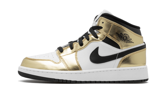 Air Jordan 1 Mid Metallic Gold Black White