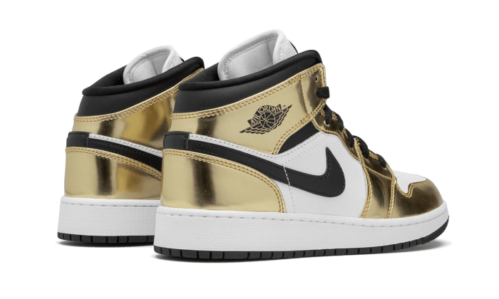 Air Jordan 1 Mid Metallic Gold Black White