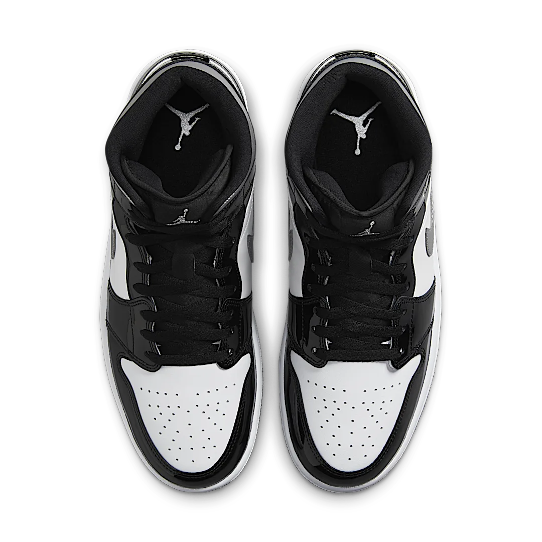 Air Jordan 1 Mid SE Patent Black White Metallic Silver Metallic Gold