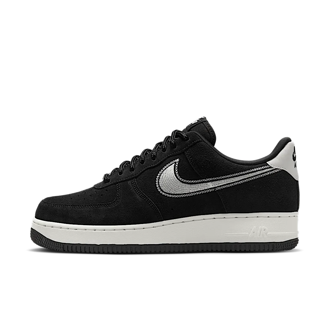 Nike Air Force 1 Low '07 LV8 Black Sail Embroidered Swoosh