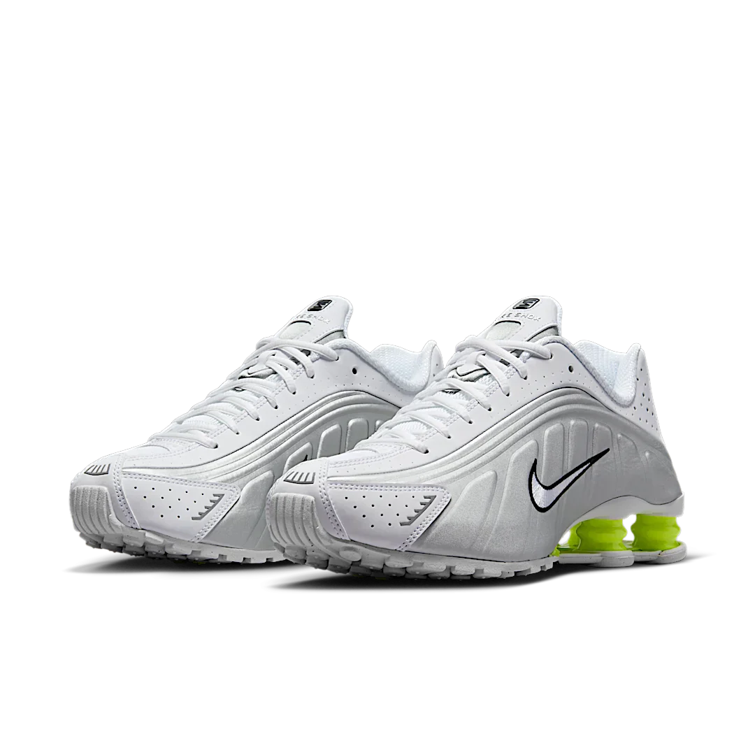 Nike Shox R4 White Metallic Silver Volt
