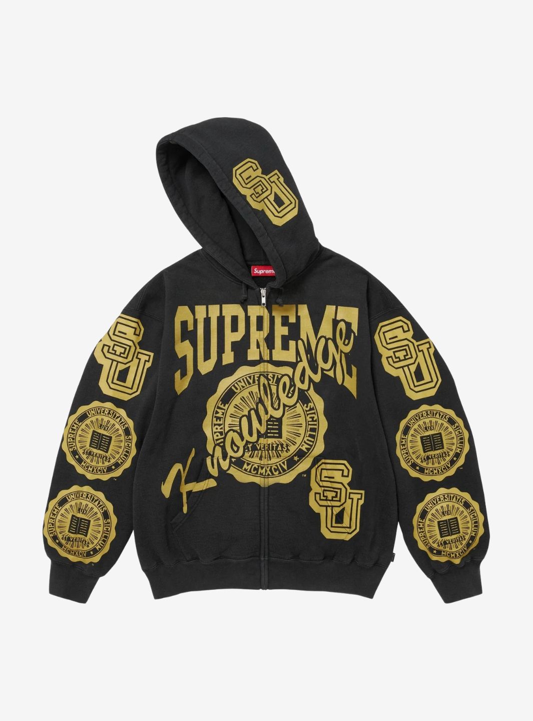 Supreme Knowledge Reigns Zip Up Hooded Sweatshirt Black