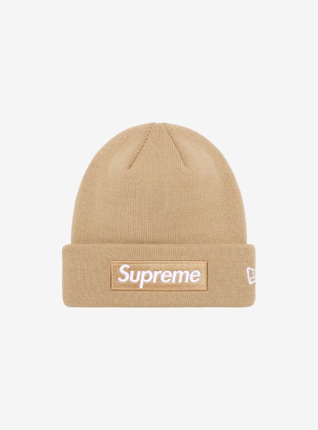 Supreme New Era Box Logo Beanie Dark Sand (FW23)