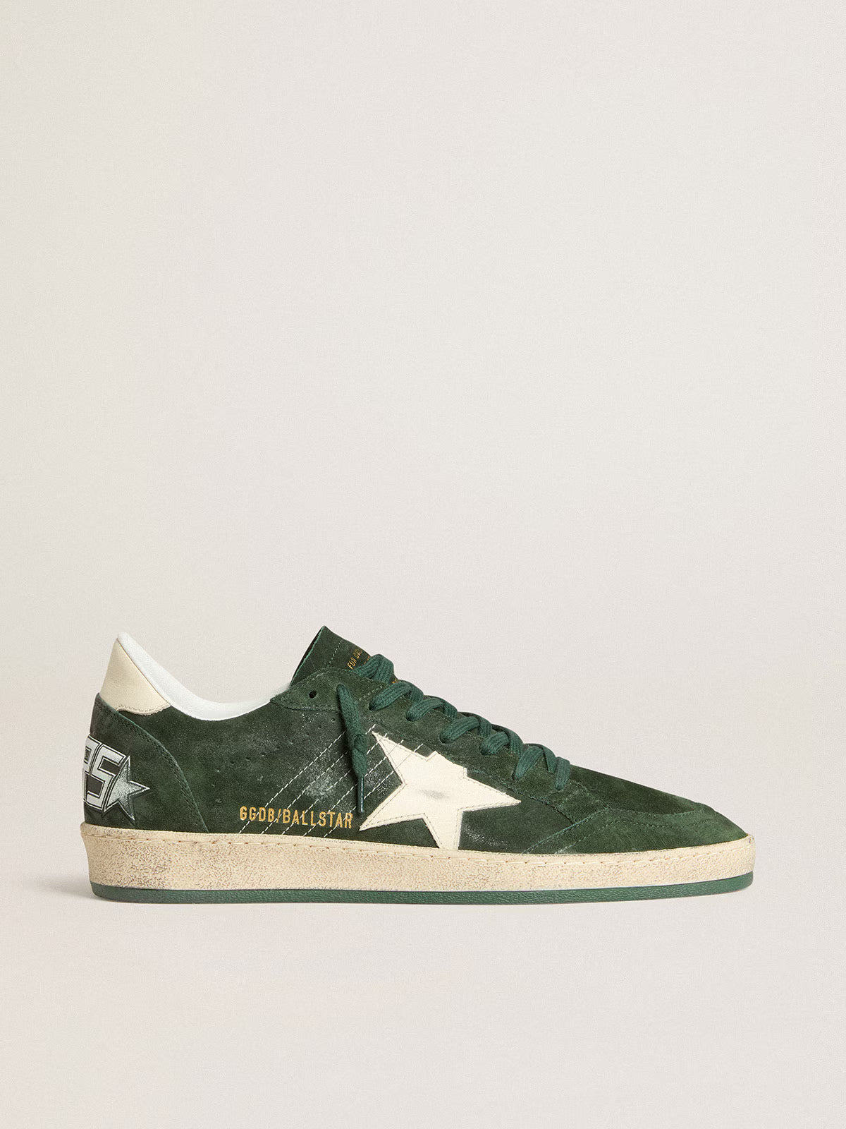 Ball Star Uomo in suede verde con stella e talloncino in pelle bianca
