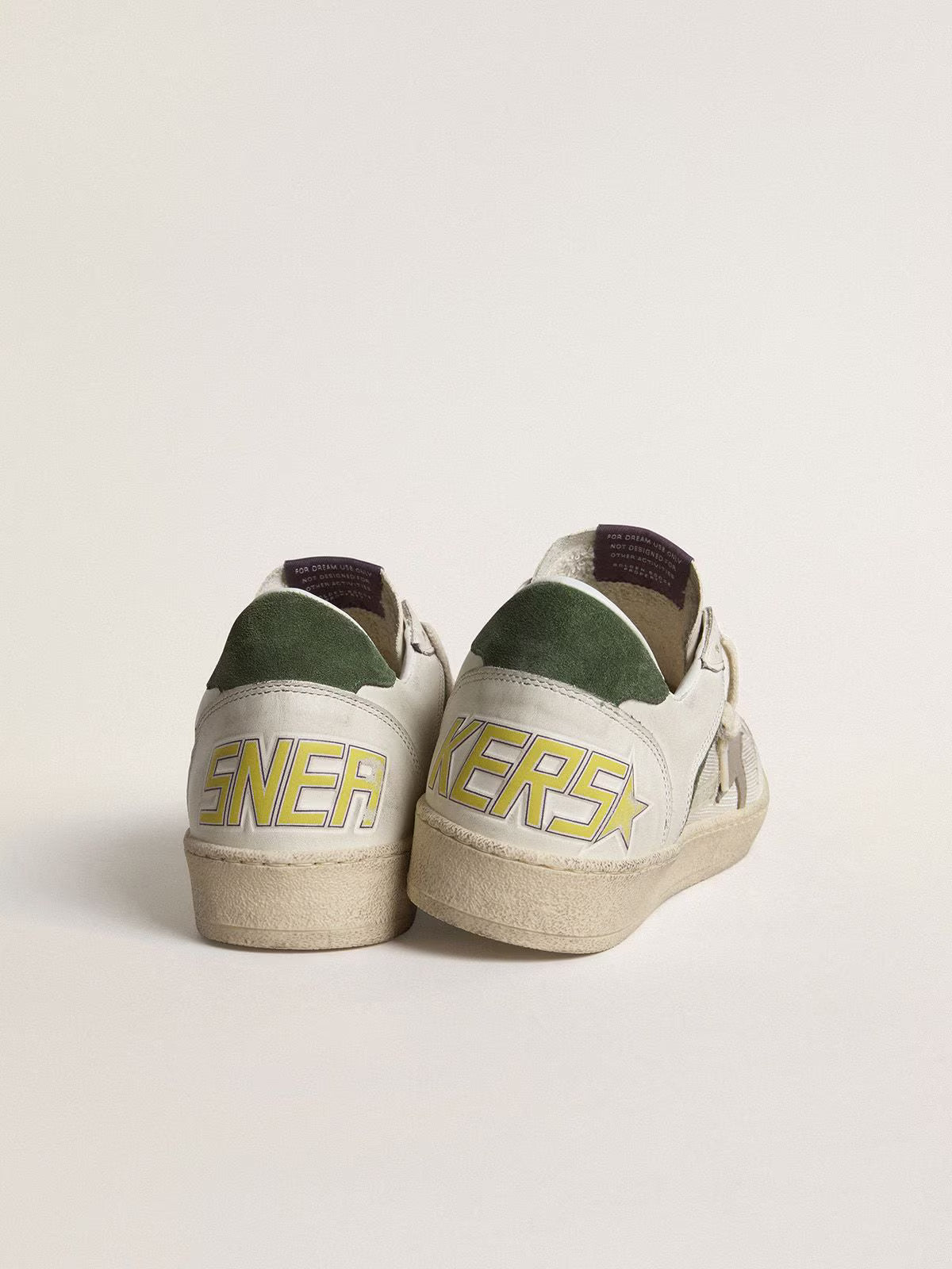 Ball Star LTD in rete e nappa con stella in pelle grigia e talloncino in suede verde