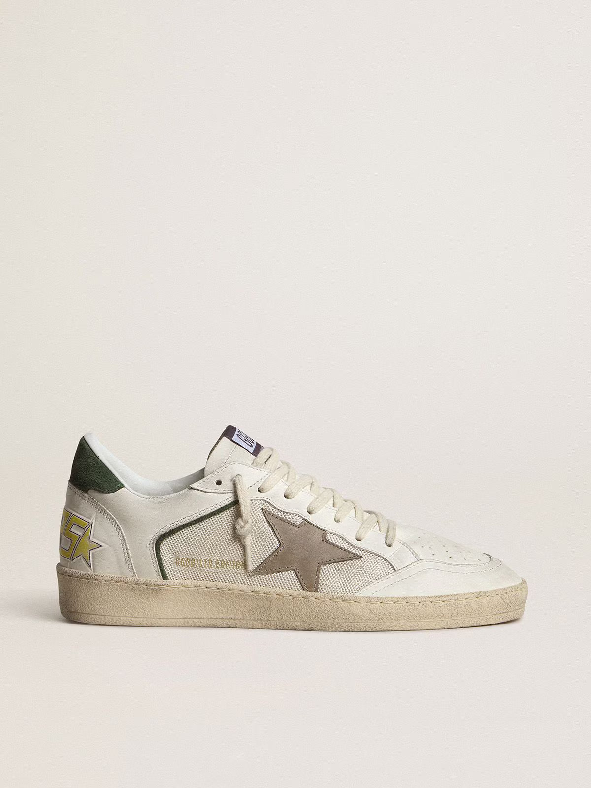 Ball Star LTD in rete e nappa con stella in pelle grigia e talloncino in suede verde