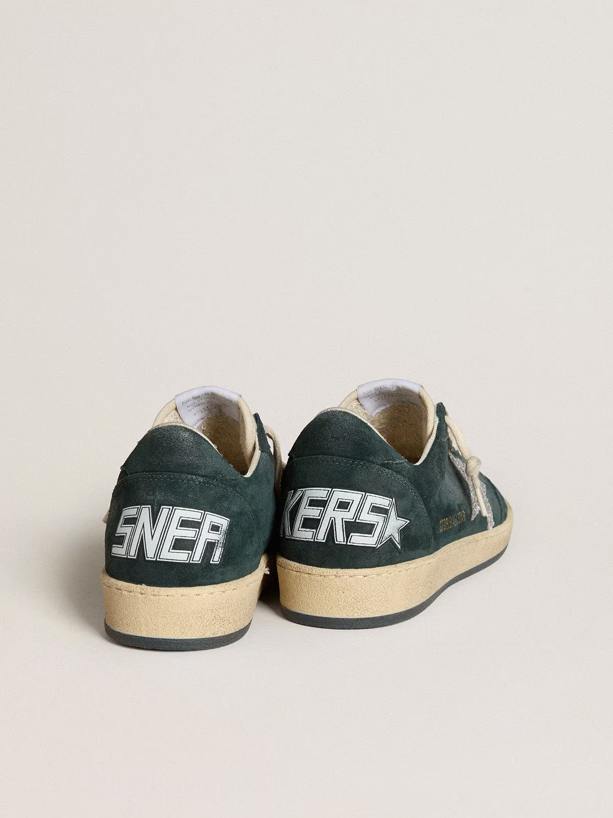 Ball Star Donna in suede verde con stella in glitter argento