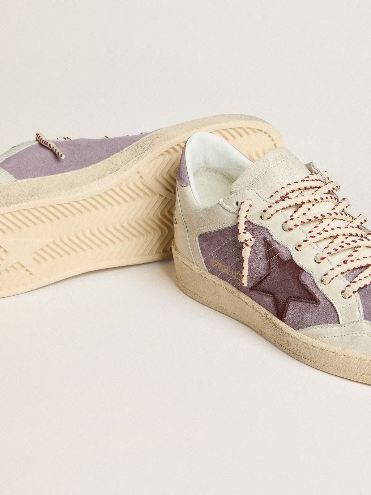 Ball Star Donna in suede lilla con stella in pelle bordeaux e talloncino in suede lilla