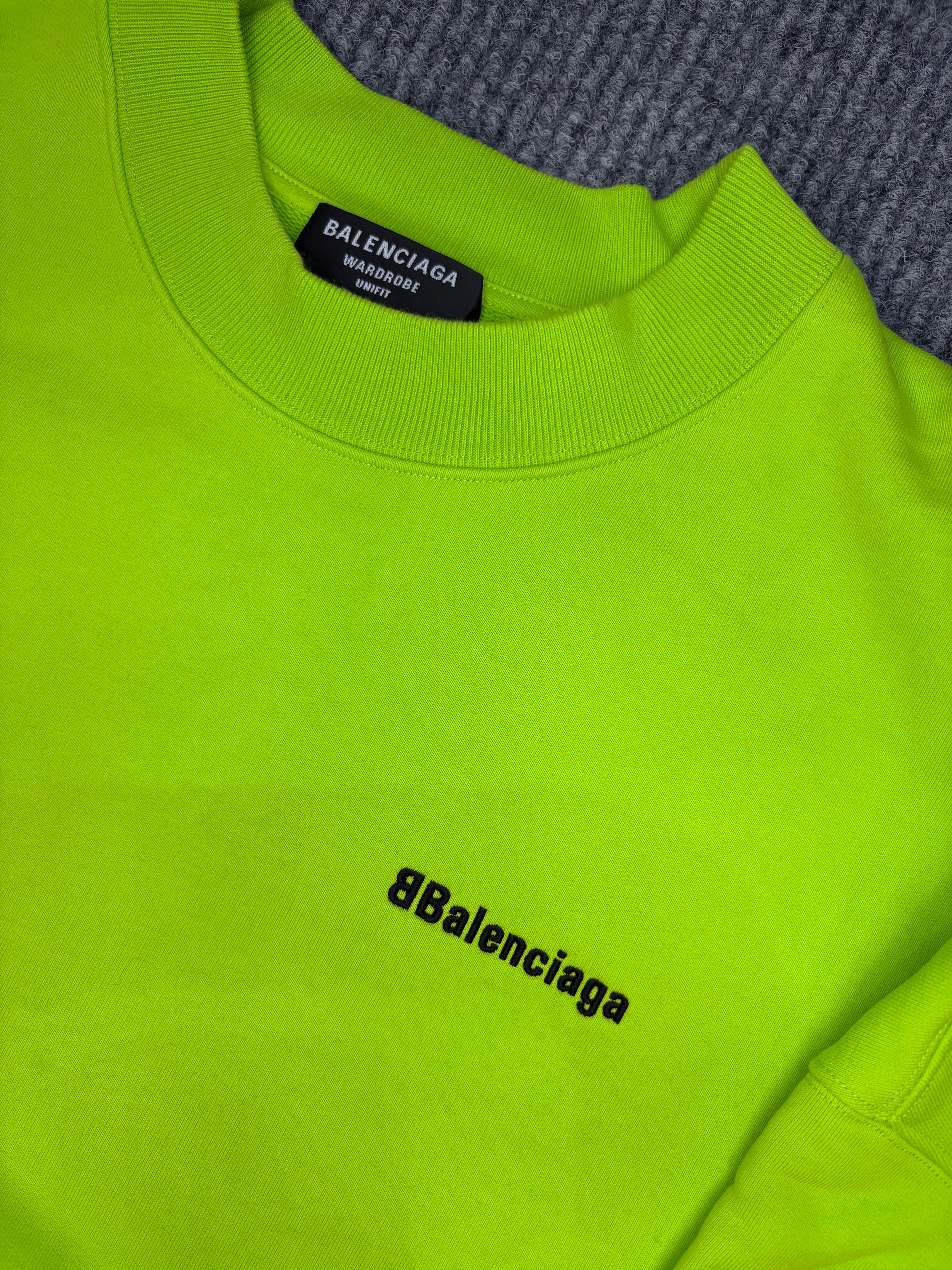 Balenciaga Crewneck Logo Sweater Lime and Black L