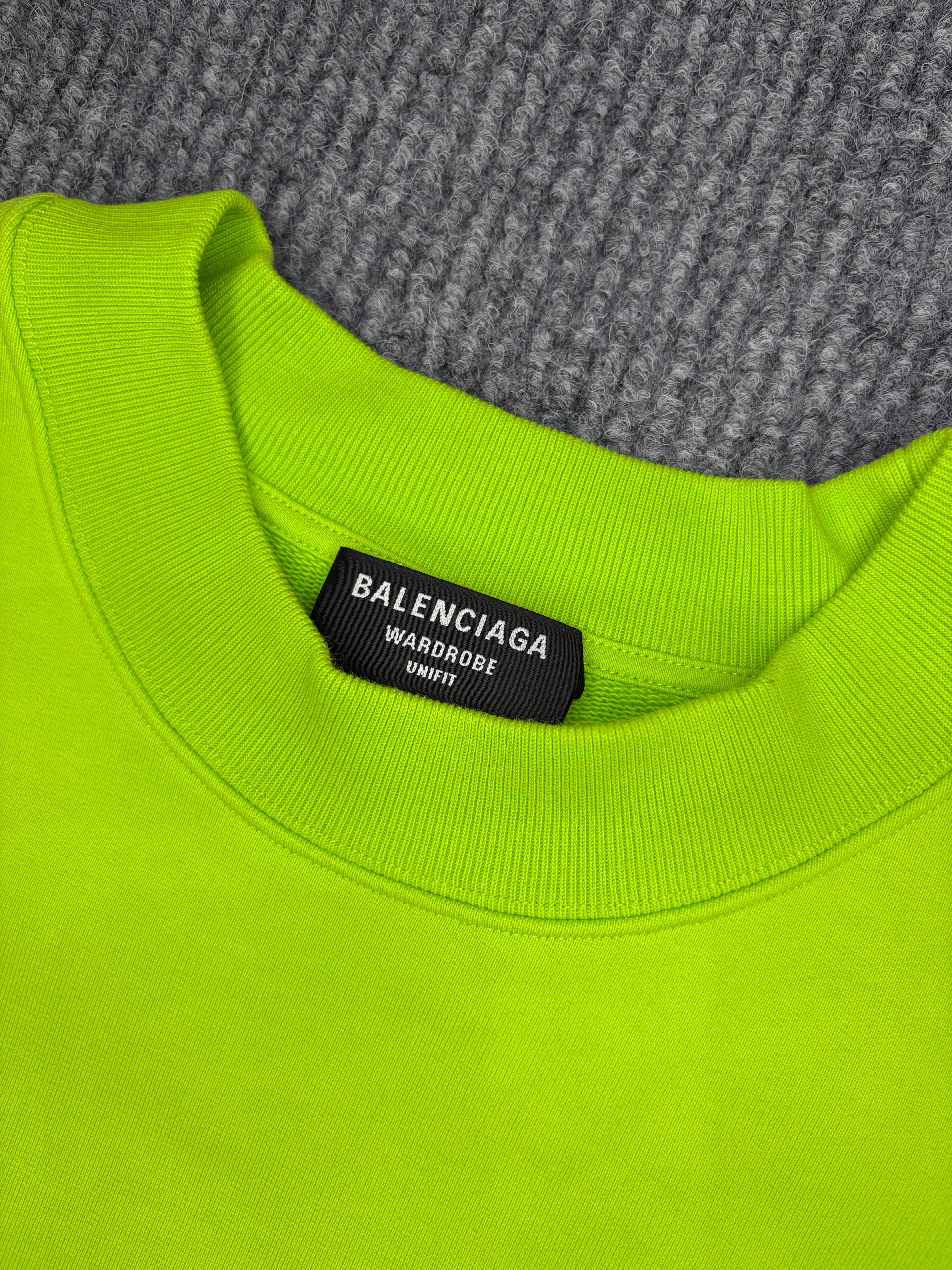Balenciaga Crewneck Logo Sweater Lime and Black L