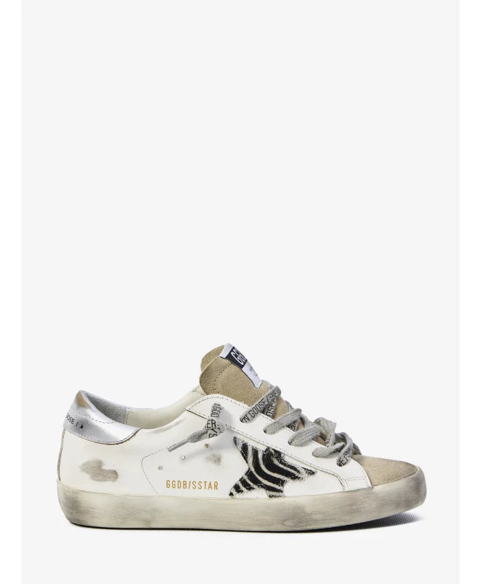 Super-Star Donna in nappa con stella in animal print e talloncino in argento