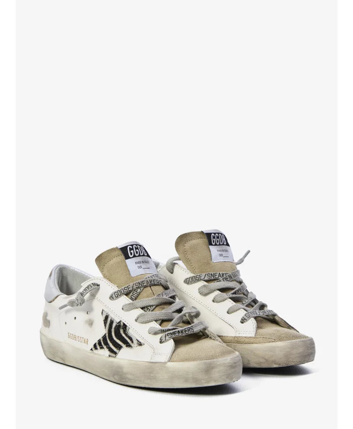 Super-Star Donna in nappa con stella in animal print e talloncino in argento