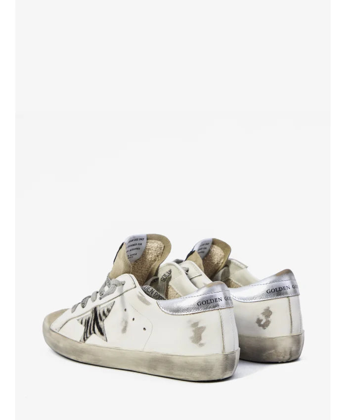 Super-Star Donna in nappa con stella in animal print e talloncino in argento