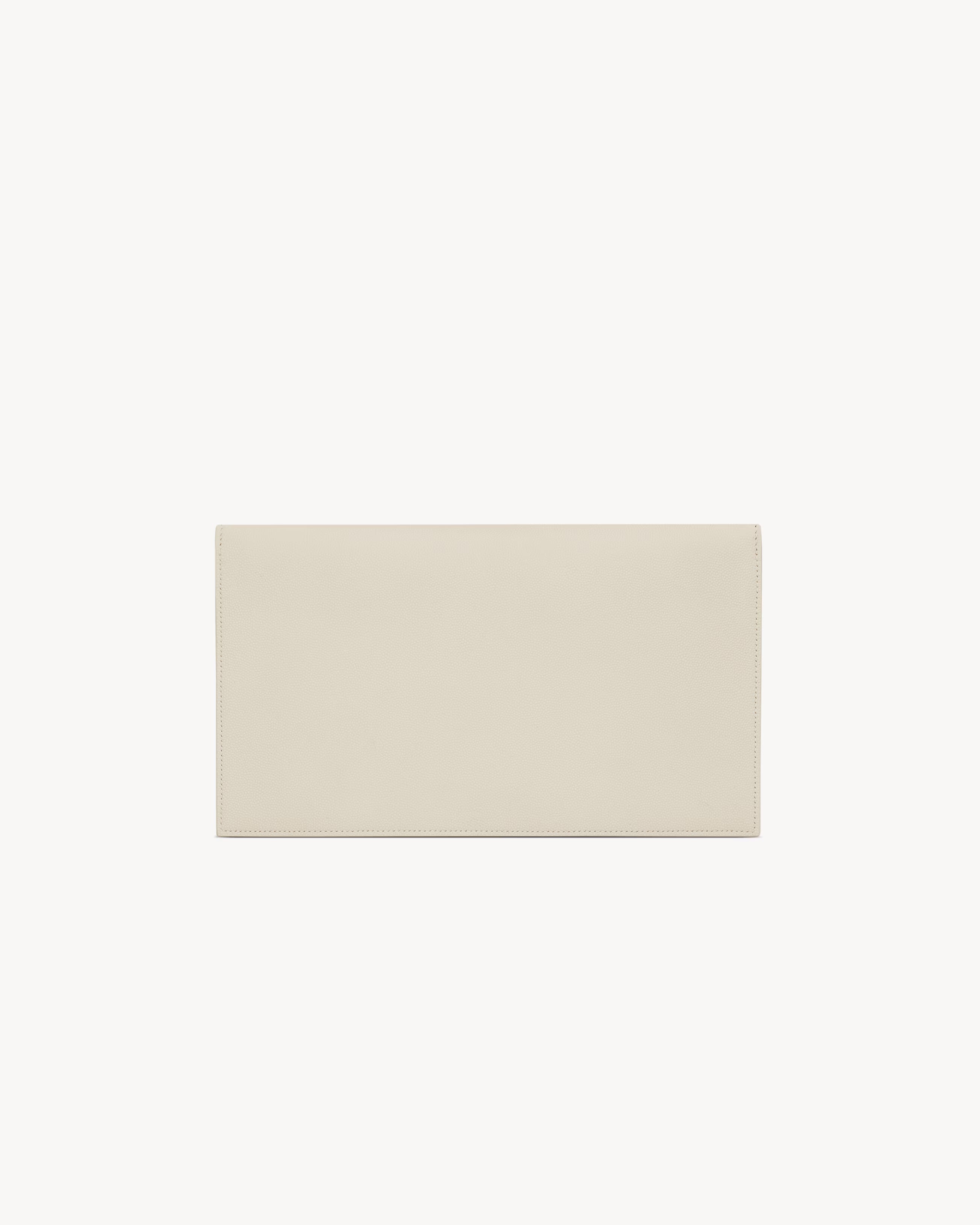 Saint Laurent Pochette Uptown Grain de Poudre Embossed Leather Blanc Vintage