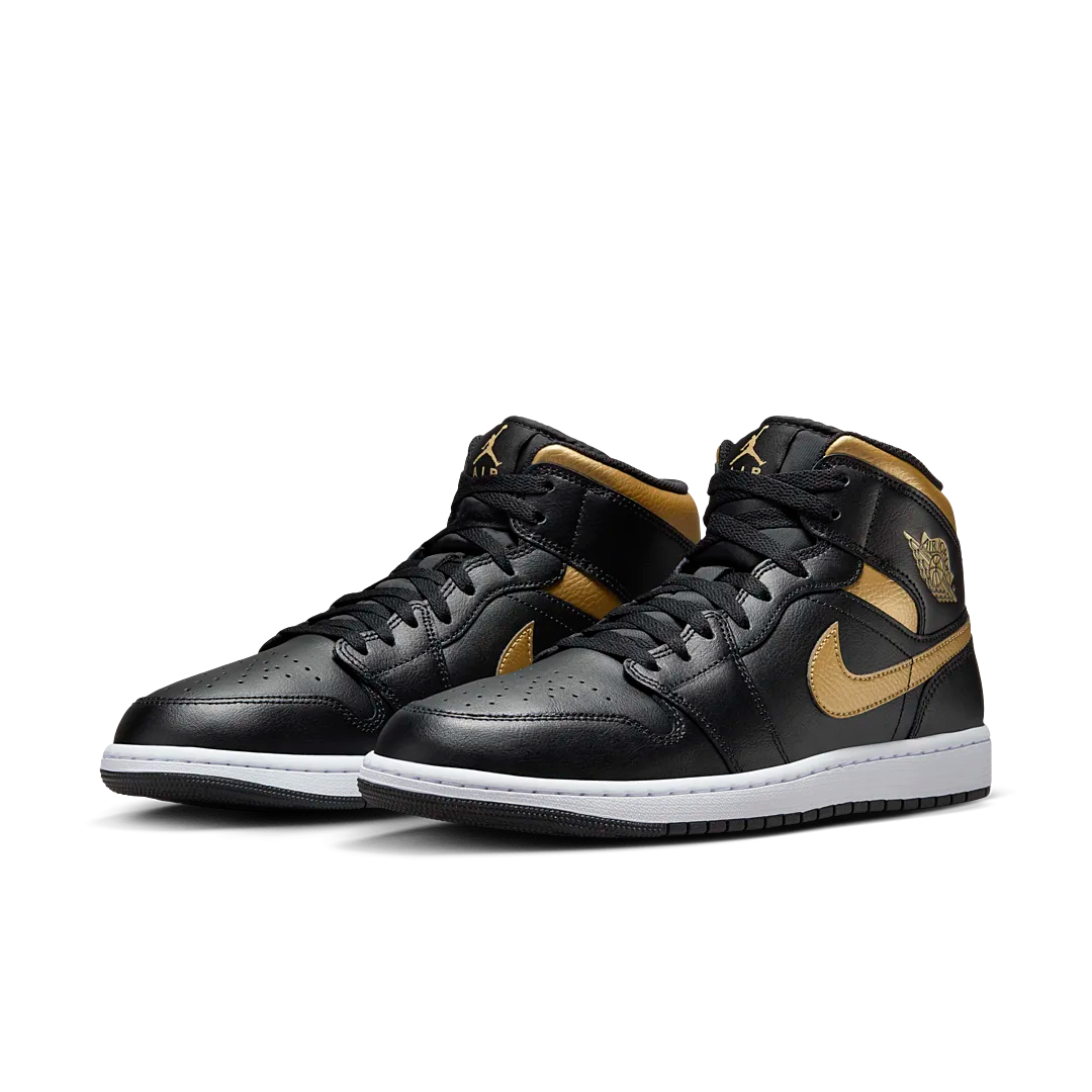 Air Jordan 1 Mid Black Metallic Gold