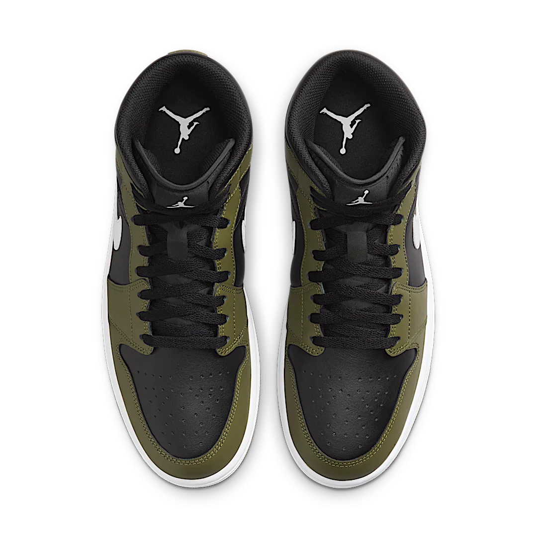 Air Jordan 1 Mid Black White Olive