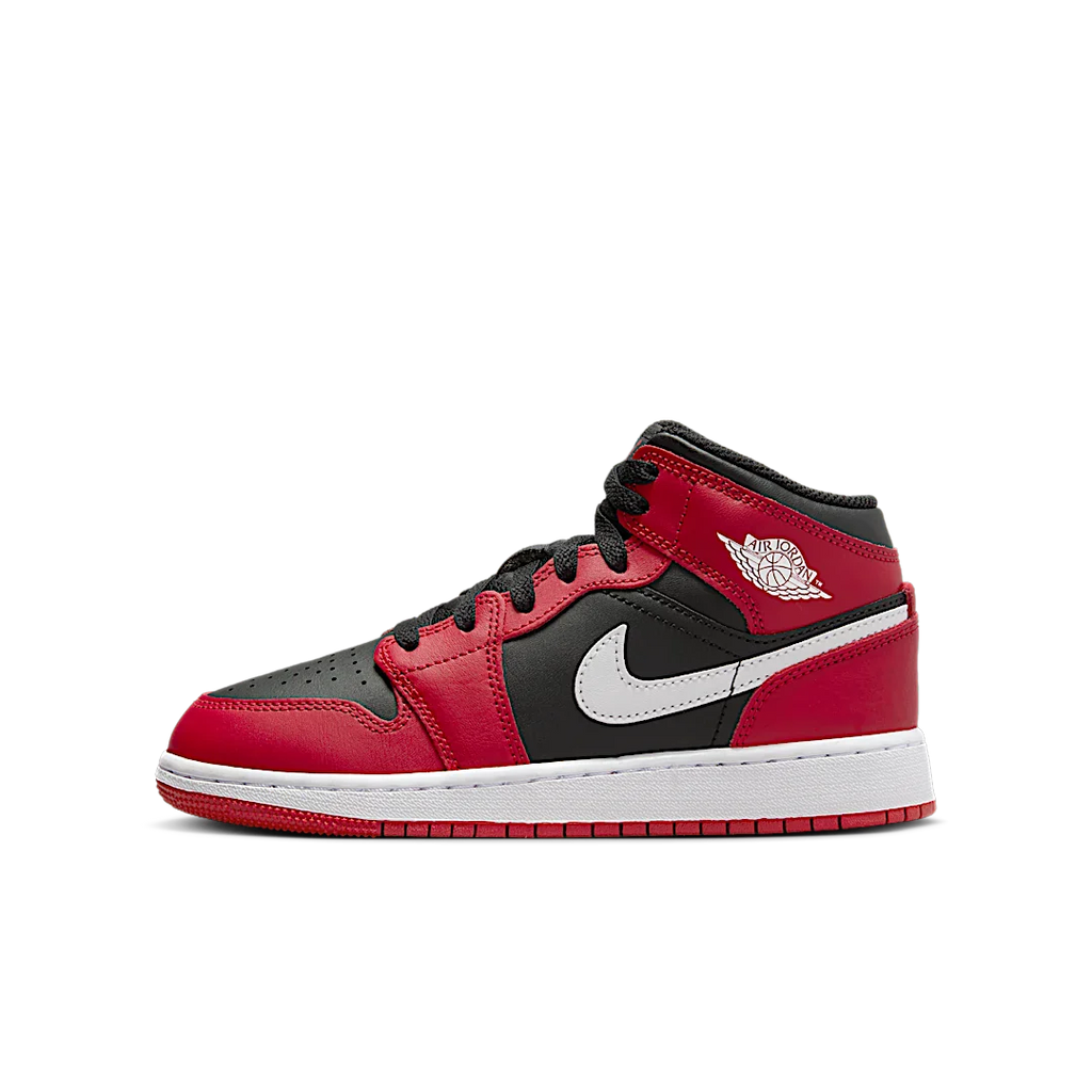 Air Jordan 1 Mid Gym Red Black White Swoosh