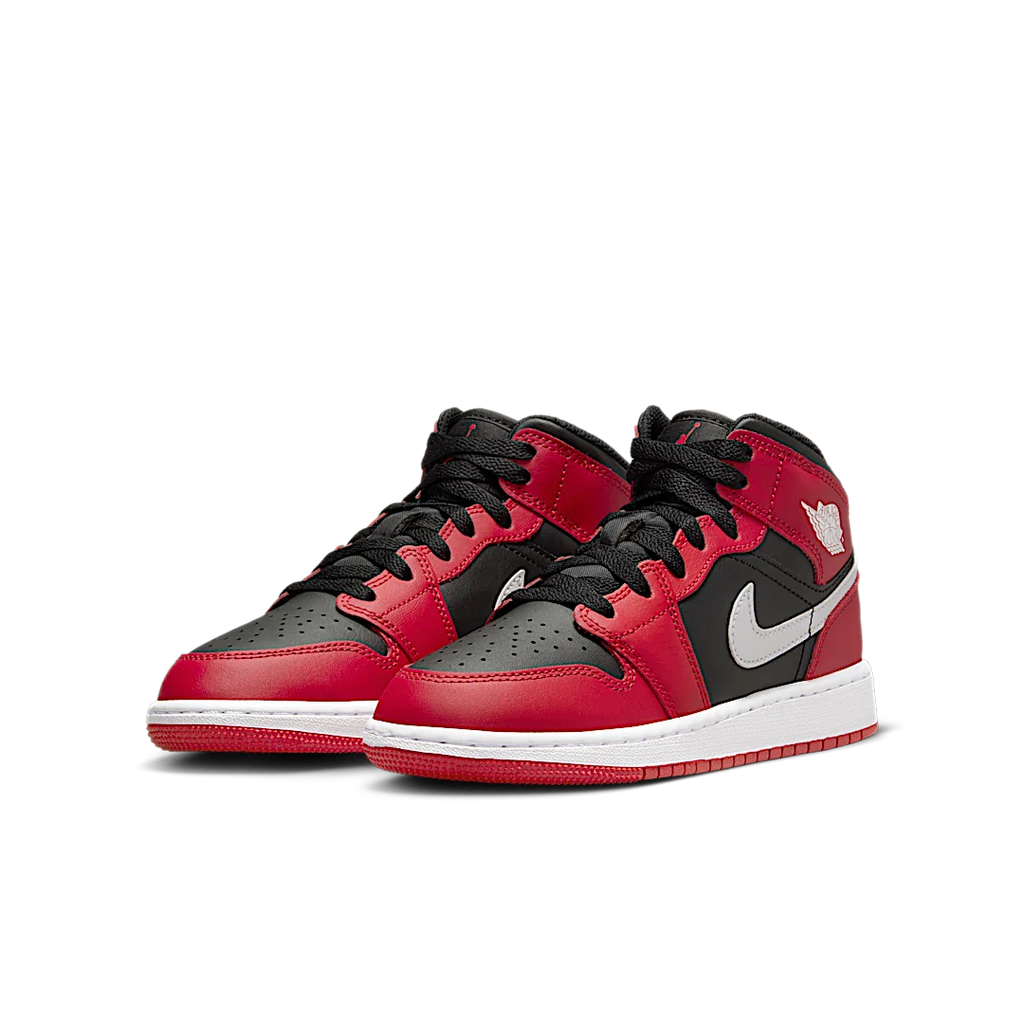 Air Jordan 1 Mid Gym Red Black White Swoosh