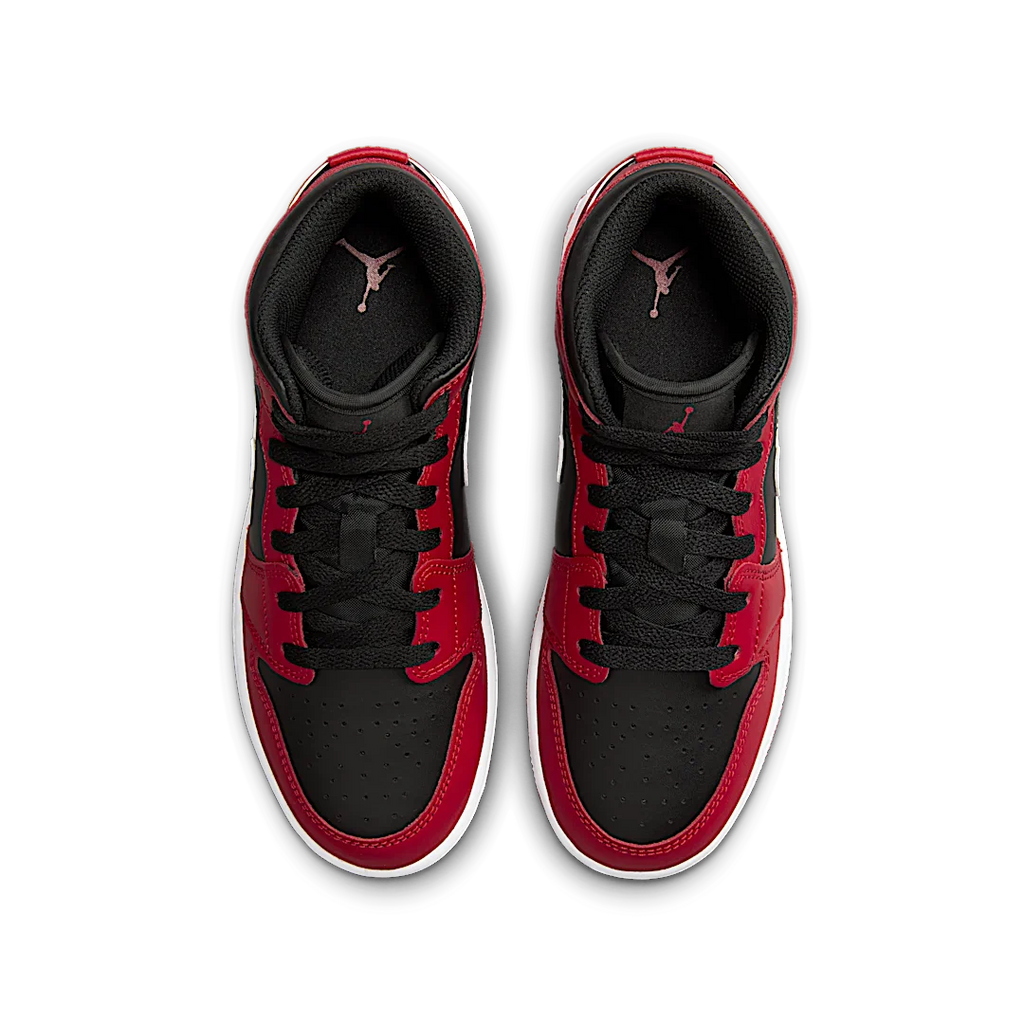 Air Jordan 1 Mid Gym Red Black White Swoosh