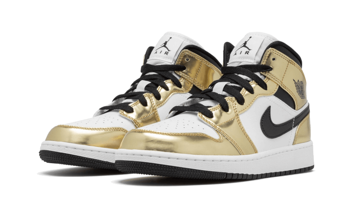 Air Jordan 1 Mid Metallic Gold Black White