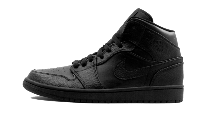 Air Jordan 1 Mid Triple Black Tumbled Leather