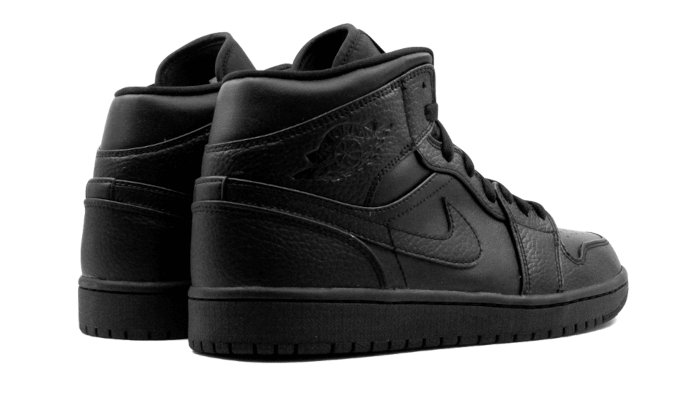 Air Jordan 1 Mid Triple Black Tumbled Leather