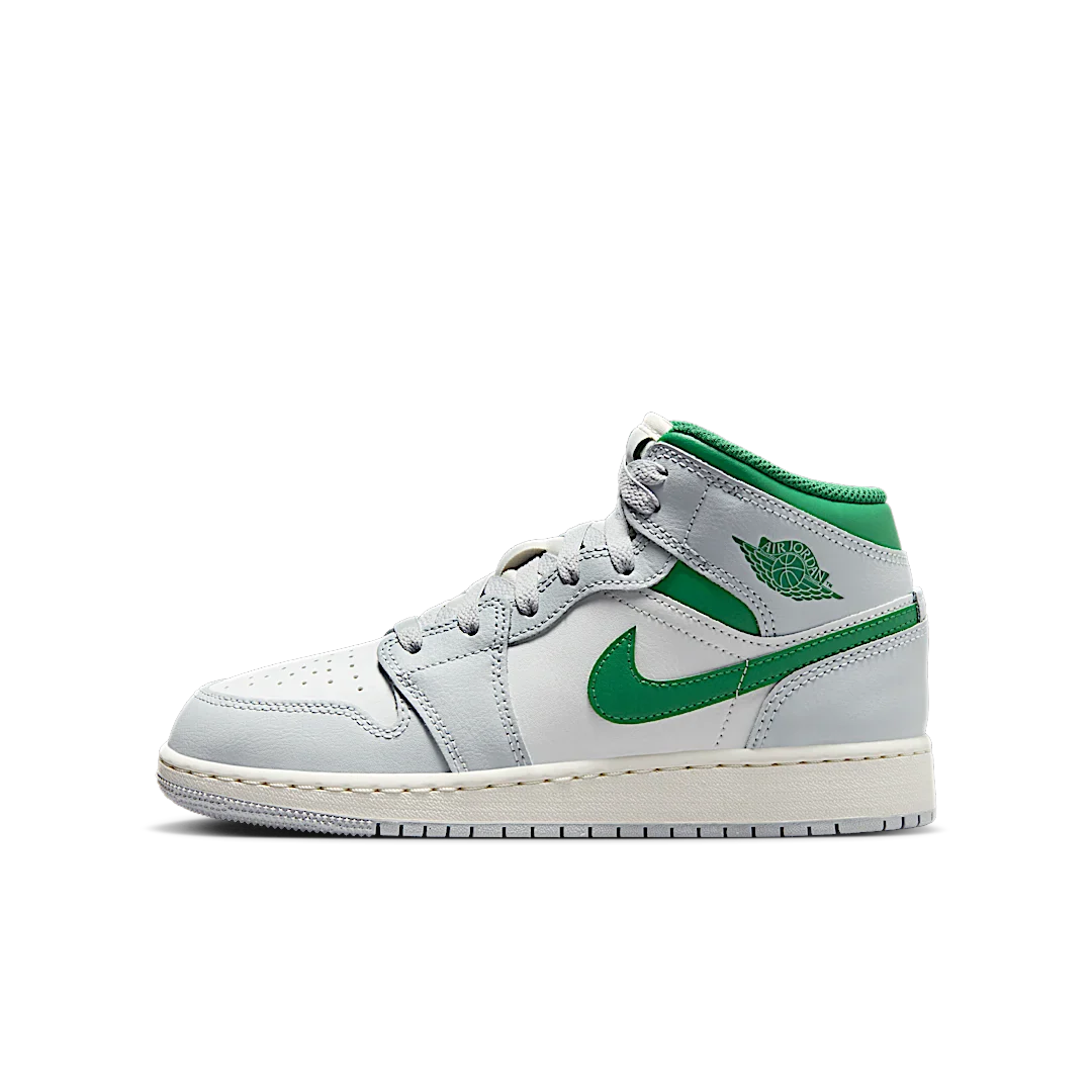 Air Jordan 1 Mid White Pure Platinum Pine Green