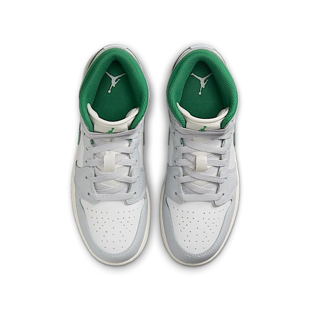Air Jordan 1 Mid White Pure Platinum Pine Green