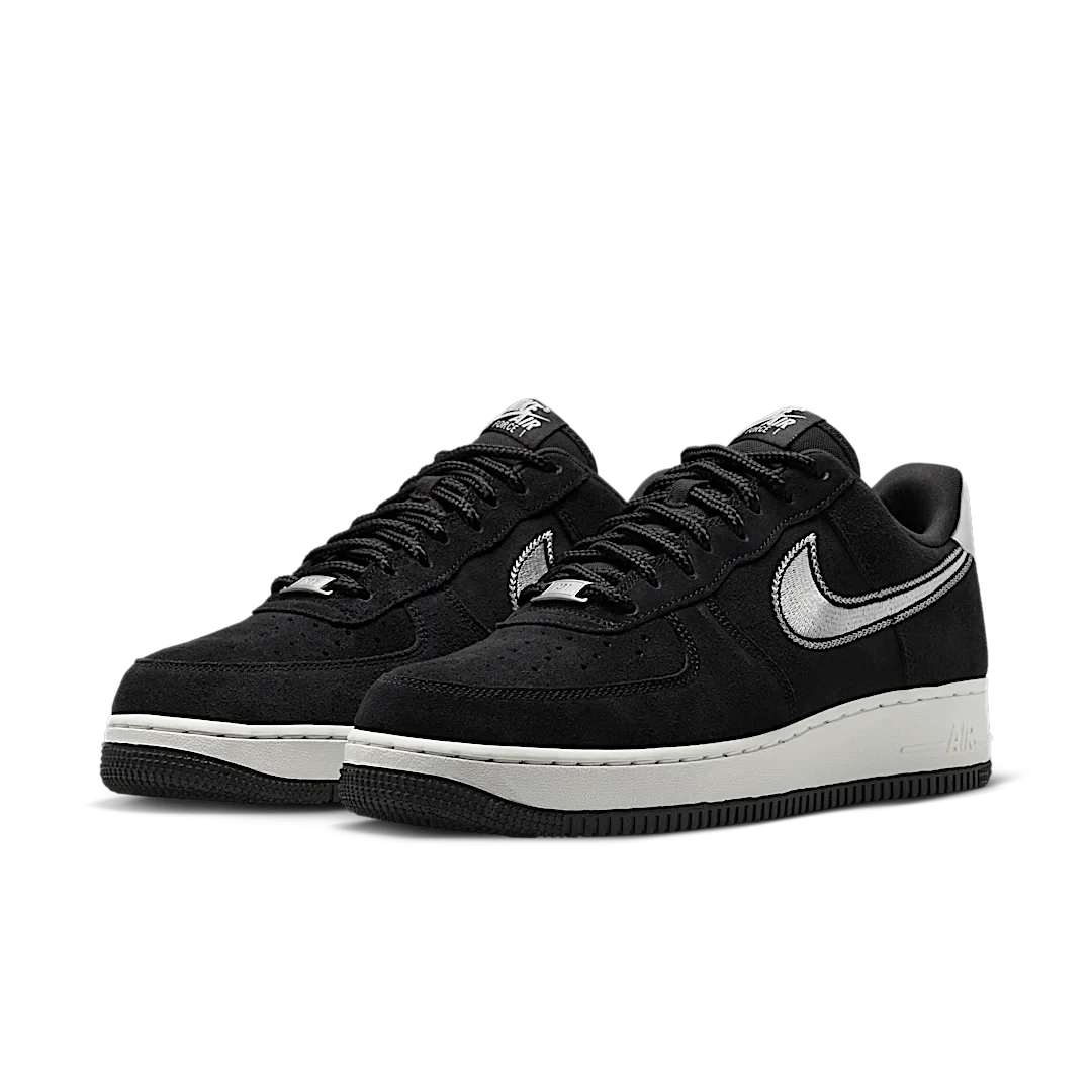 Nike Air Force 1 Low '07 LV8 Black Sail Embroidered Swoosh