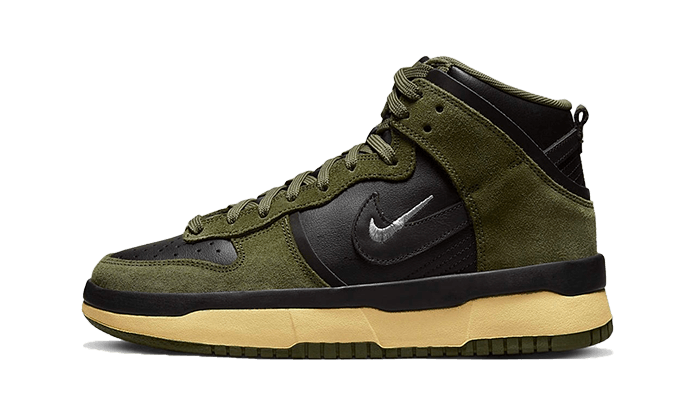 Nike Dunk High Up Medium Olive Black Velvet Brown Wolf Grey