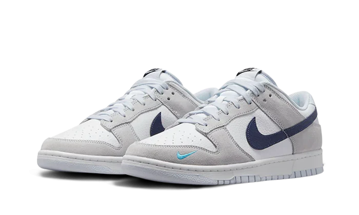 Nike Dunk Low White Grey Navy Aqua Mini Swoosh