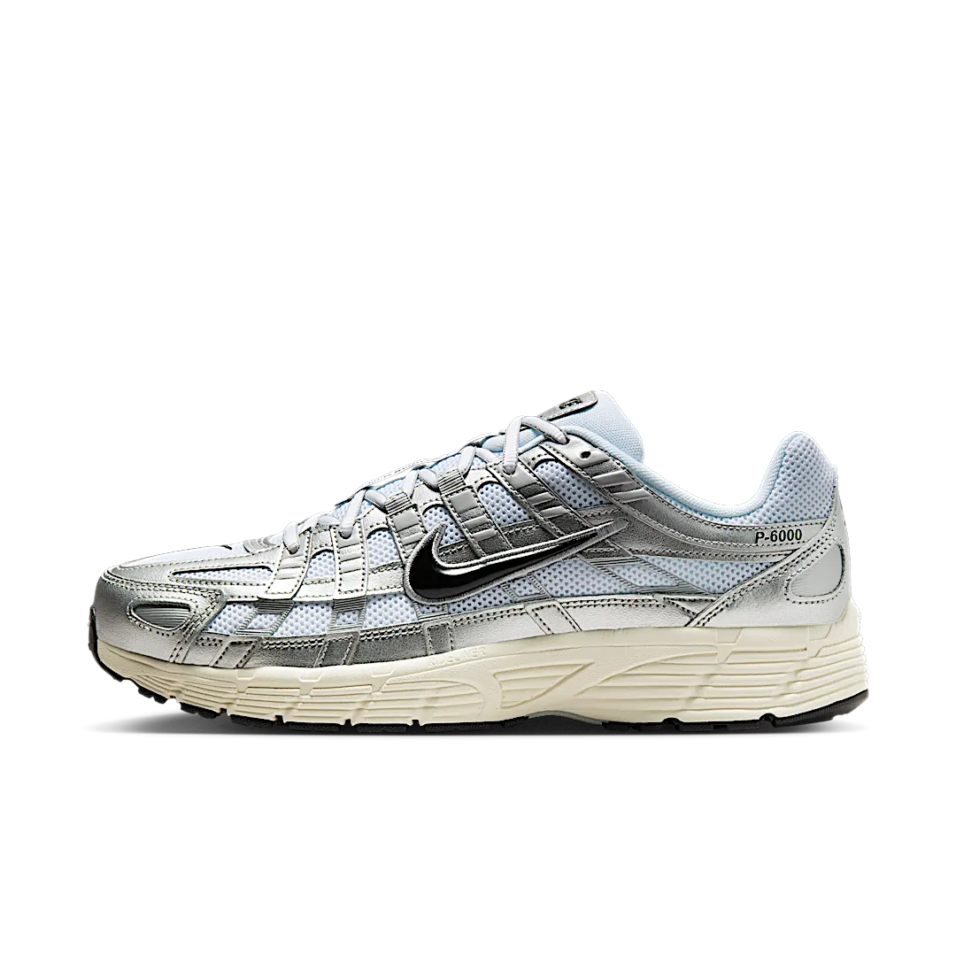 Nike P-6000 White Metallic Silver Flat Silver Black