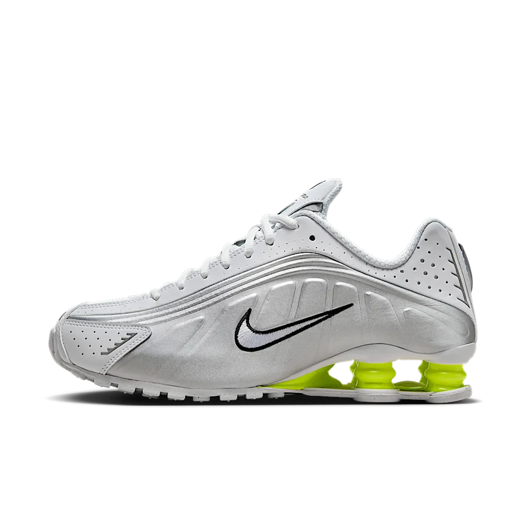 Nike Shox R4 White Metallic Silver Volt