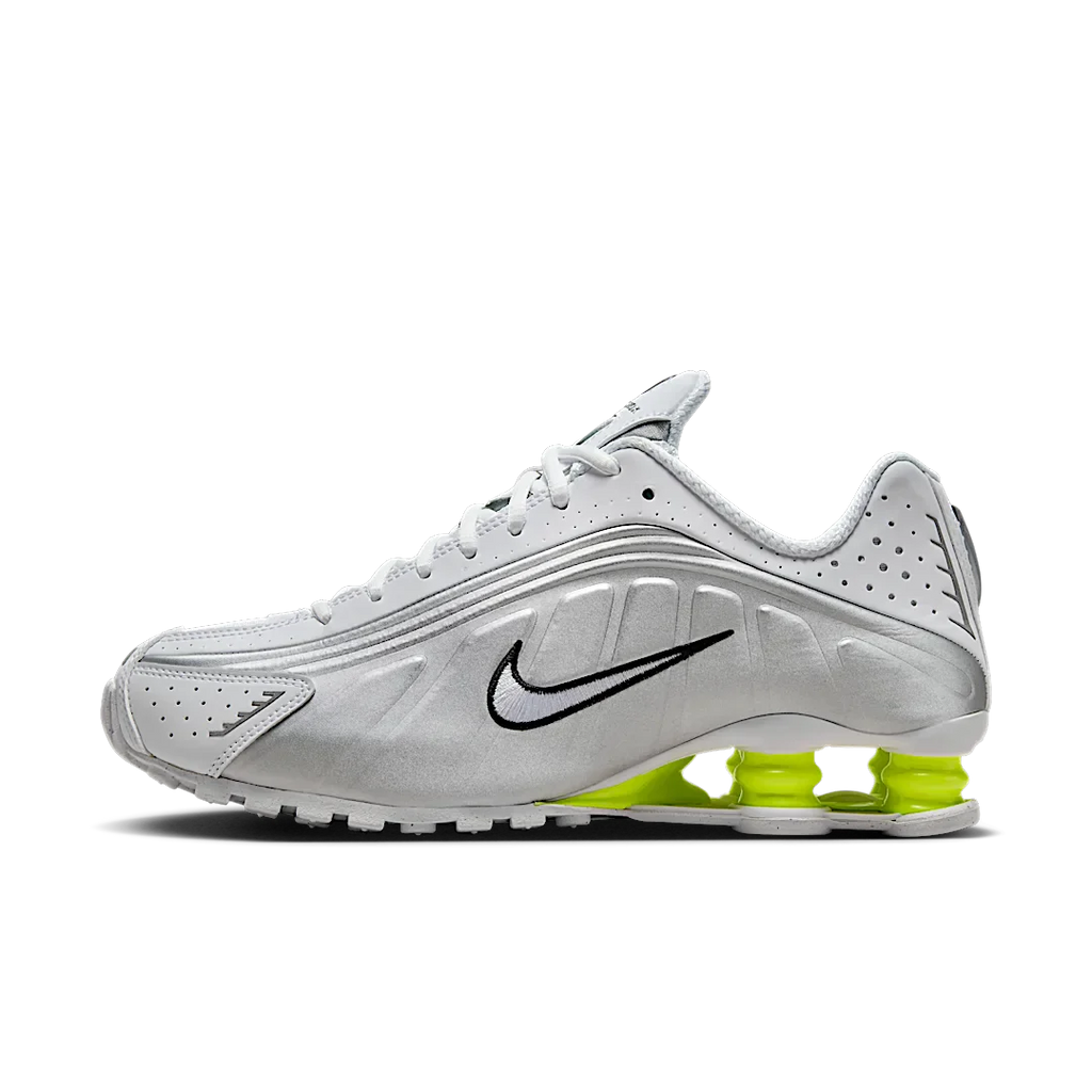Nike Shox R4 White Metallic Silver Volt