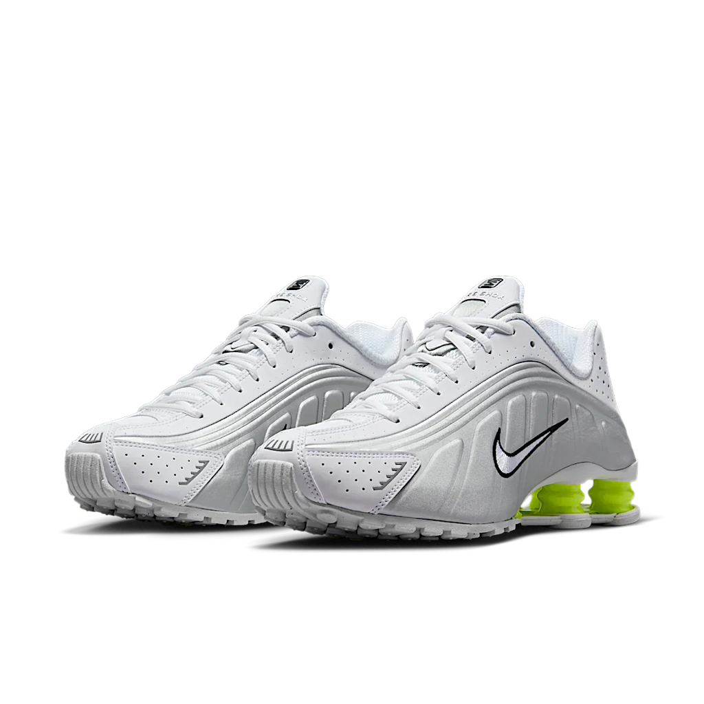 Nike Shox R4 White Metallic Silver Volt