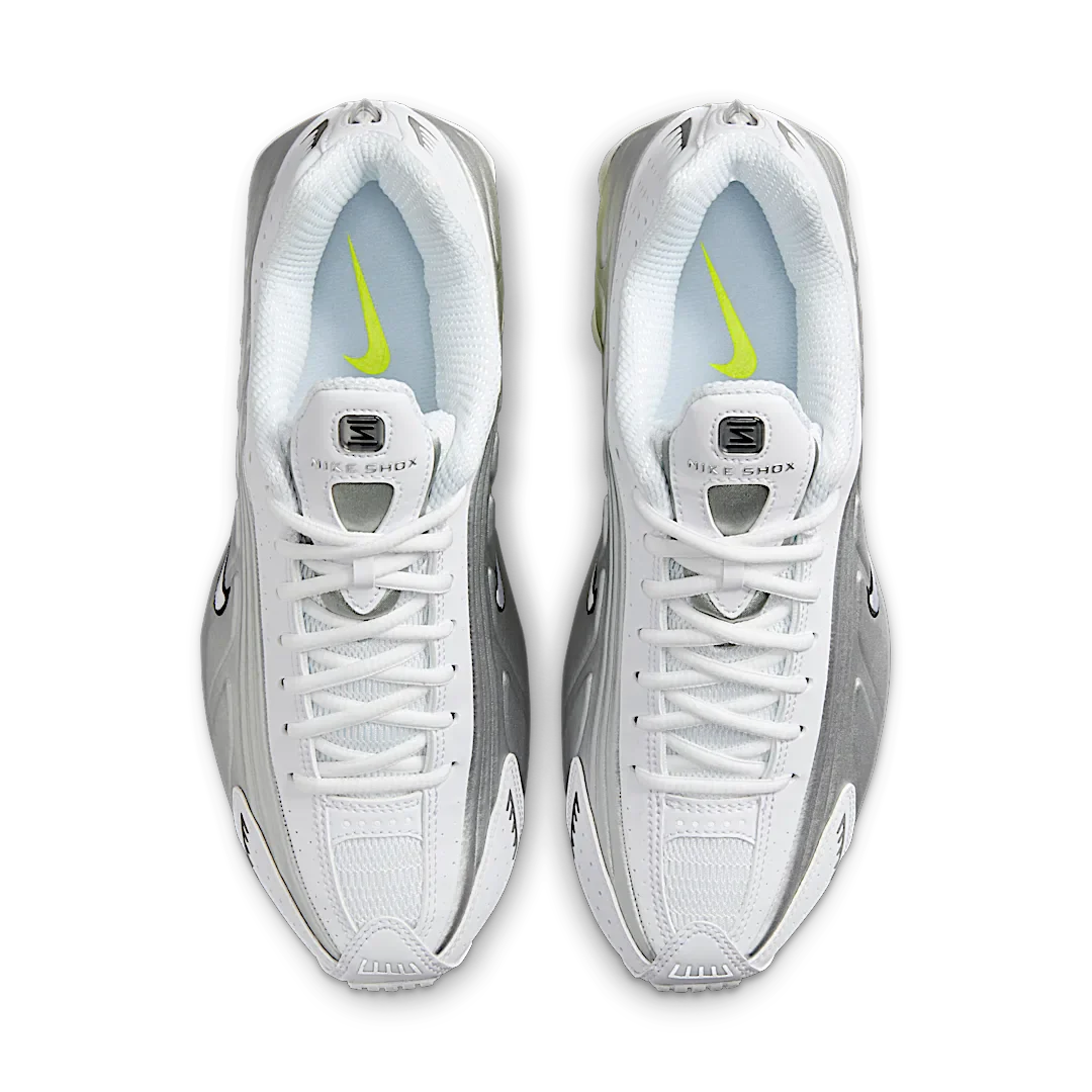 Nike Shox R4 White Metallic Silver Volt
