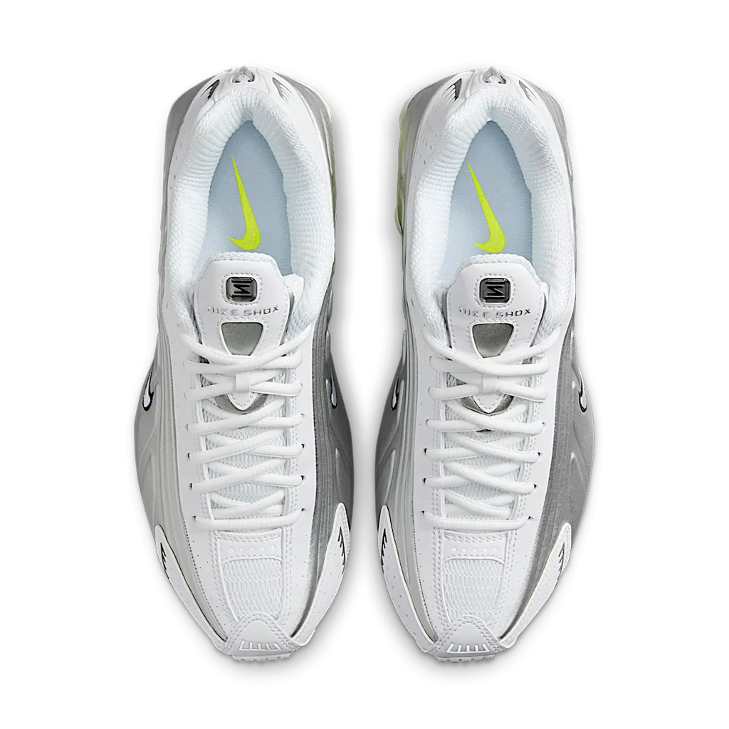 Nike Shox R4 White Metallic Silver Volt